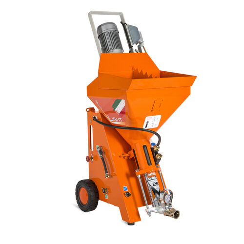 essezeta servizi Un piccolo MIXER LIGHT INTONACO arancione con sopra un secchiello.