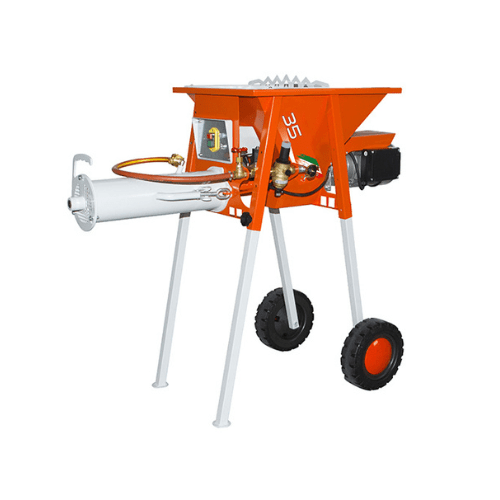 essezeta servizi Un MIXER 35/ MICROMIXER PER INTONACO arancione e bianco con ruote.