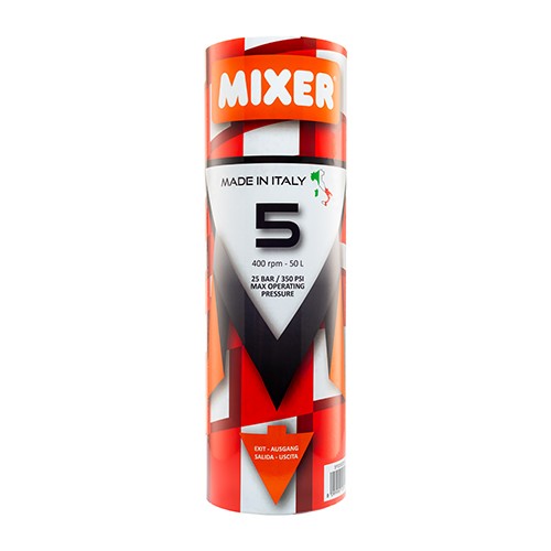 essezeta servizi Un tubo di STATORE DRITTO MIXER 5 dal design rosso e arancione.